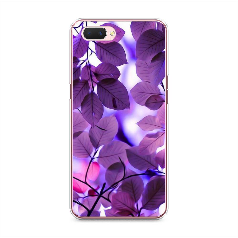 

Чехол на Oppo A3s "Сиреневые листики", Фиолетовый;голубой, 252050-2