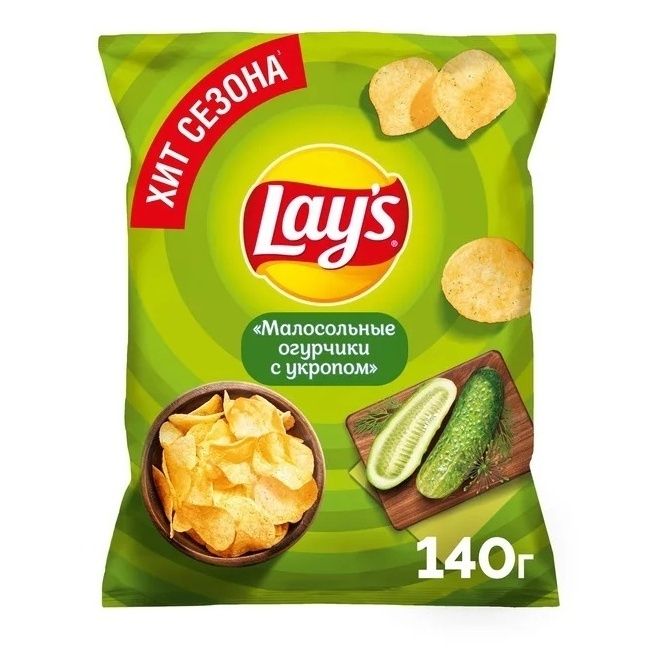 

Чипсы картофельные Lay's малосольные огурчики с укропом 140 г