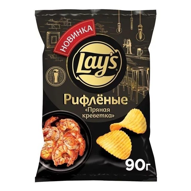 

Чипсы картофельные Lay's Рифленые пряная креветка 90 г