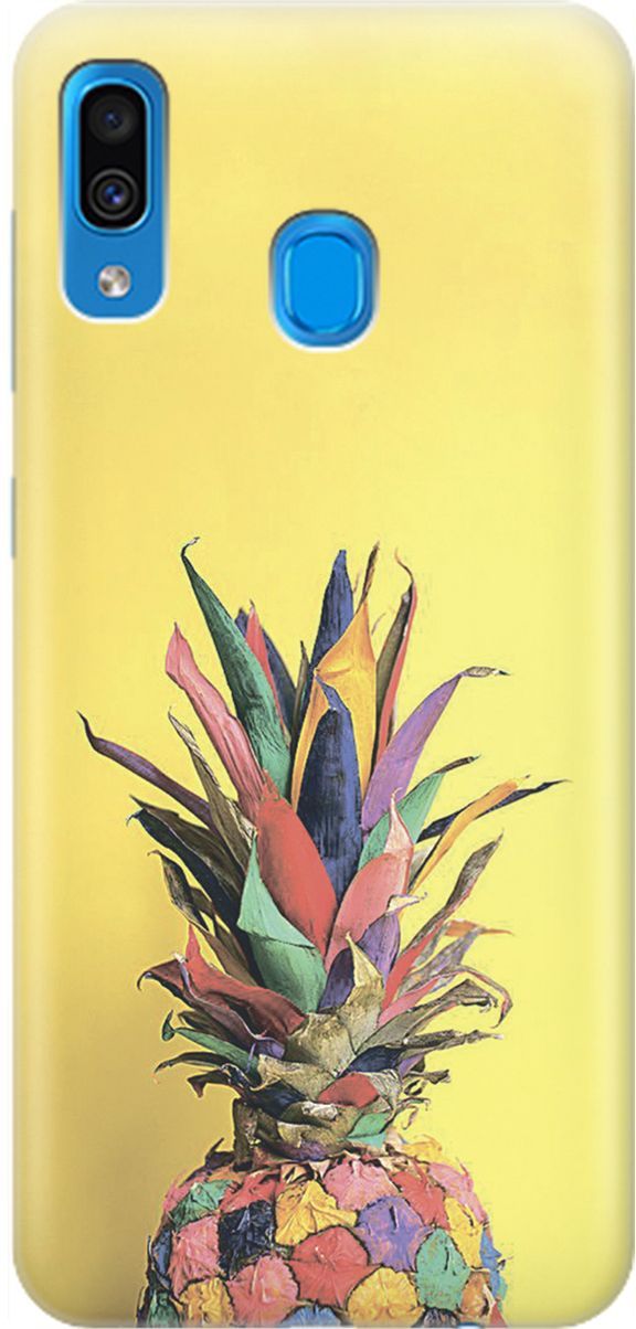 

Чехол на Samsung Galaxy A20/A30 с принтом "Ананас на желтом", Желтый;синий, 1531