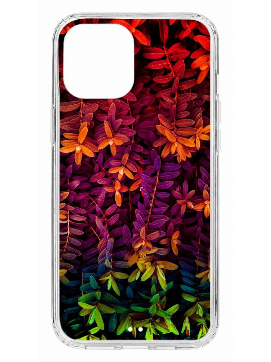 

Чехол для Apple iPhone 12 Pro Max КRUЧЕ Print Neon leaves, Прозрачный;разноцветный