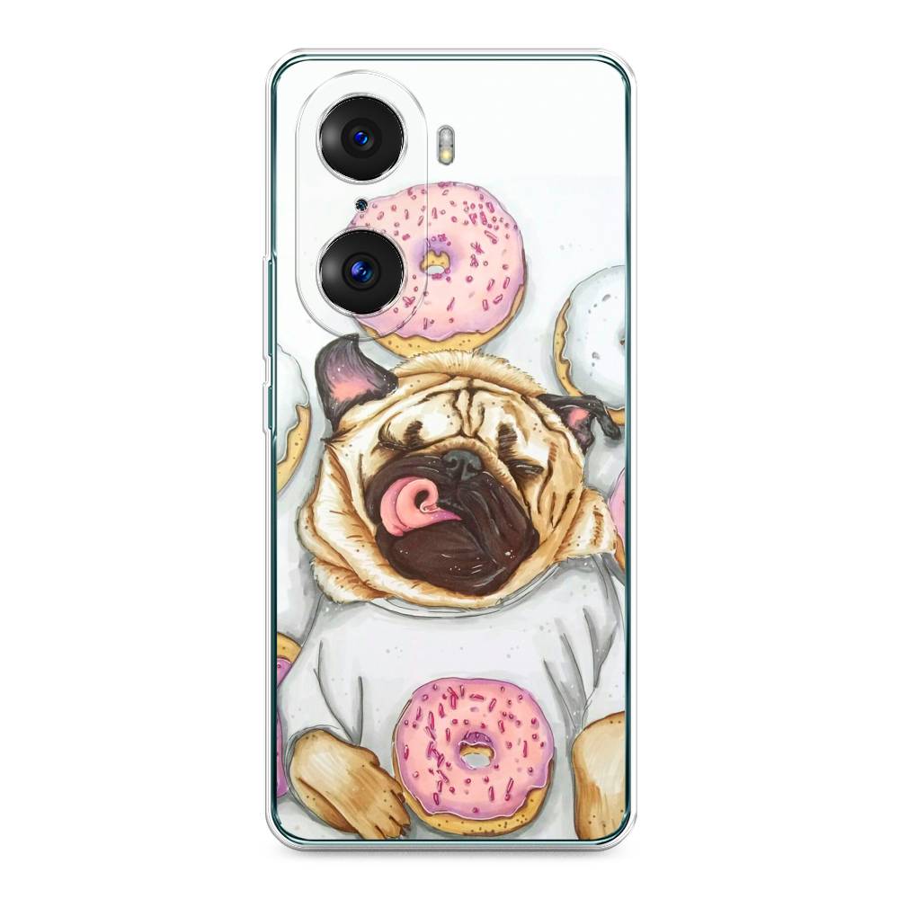 

Чехол на Honor 60 Pro "Счастливый мопс", Розовый;бежевый;коричневый, 6106750-1