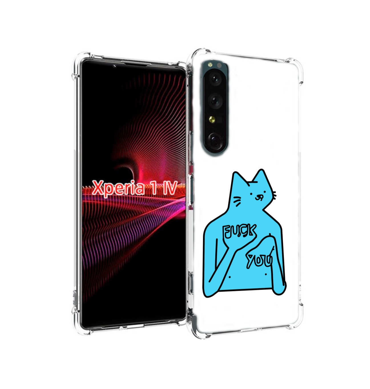 

Чехол накладка MyPads голубой-кот-фак-ю для Sony Xperia 1 IV, Прозрачный, Tocco
