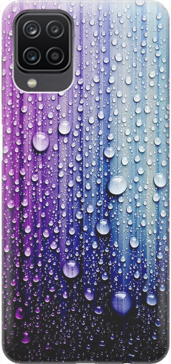 

Чехол на Samsung Galaxy A12/M12 с принтом "Капли на голубом", Голубой;фиолетовый, 1530