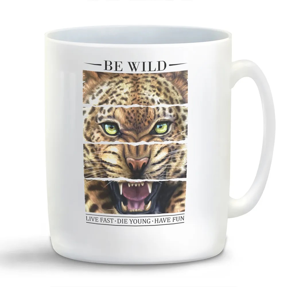 

Кружка CoolPodarok Be wild Live fast Die young Have fun Леопард