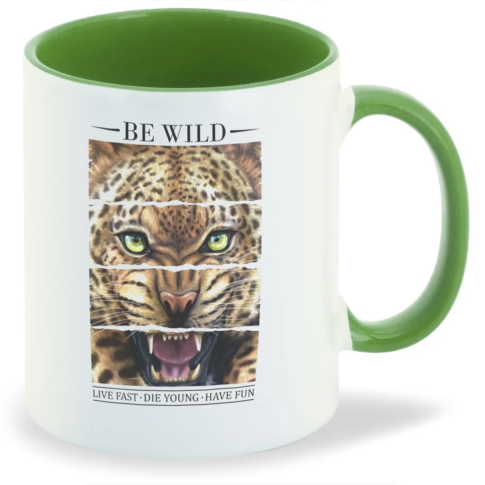 

Кружка CoolPodarok Be wild Live fast Die young Have fun Леопард