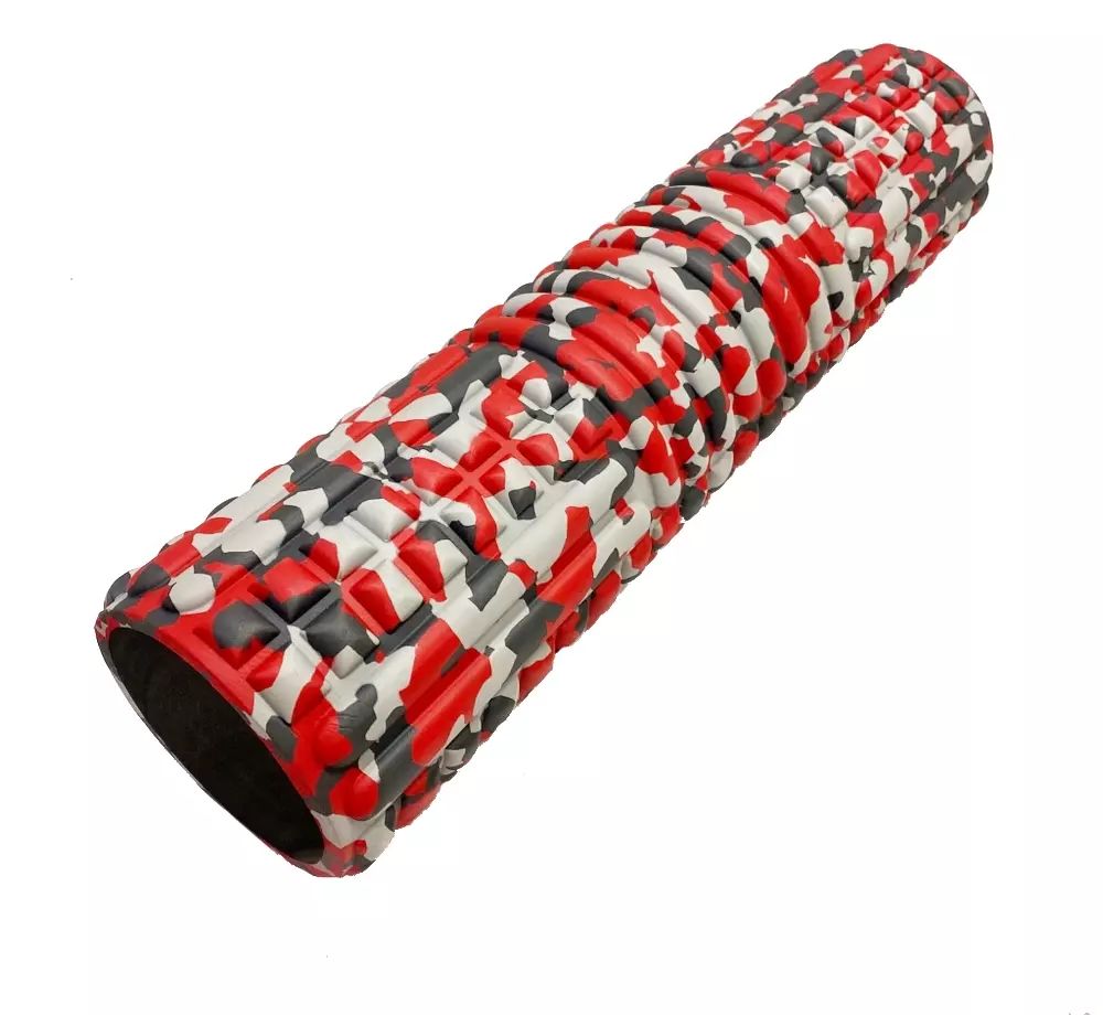 Ролик массажный для йоги Coneli Yoga Stripe 45x11 см красный камуфляж