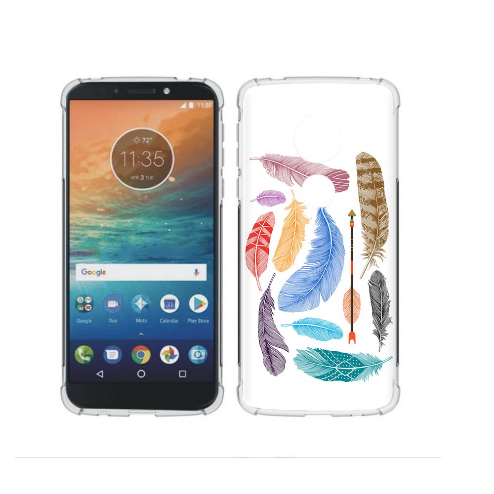 

Чехол MyPads Tocco для Motorola Moto G4 Play разноцветные перья (PT115793.374.572), Прозрачный, Tocco
