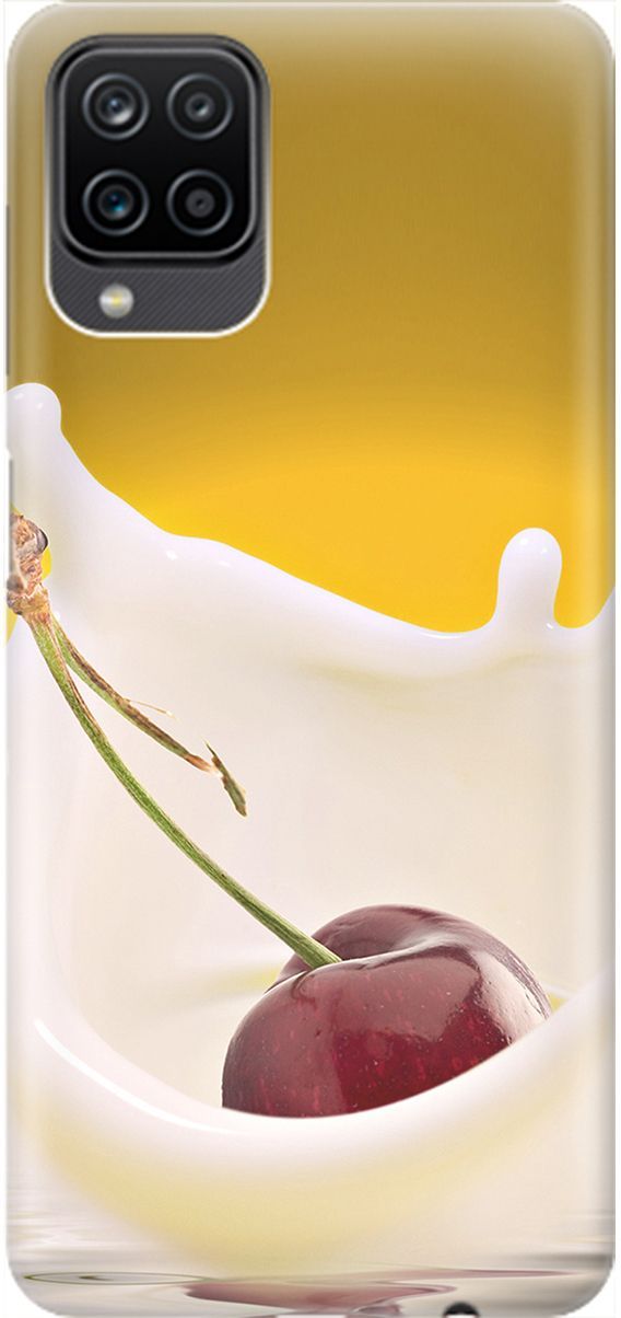 

Чехол на Samsung Galaxy A12/M12 с принтом "Ягода в молоке", Белый;желтый, 1966