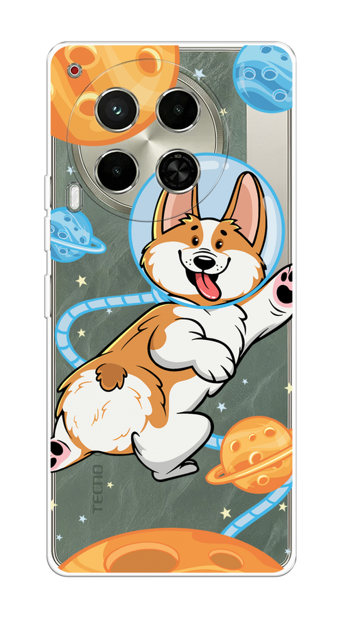 

Чехол на Tecno Camon 30 5G "Корги-космонавт", Голубой;бежевый;белый, 305550-1