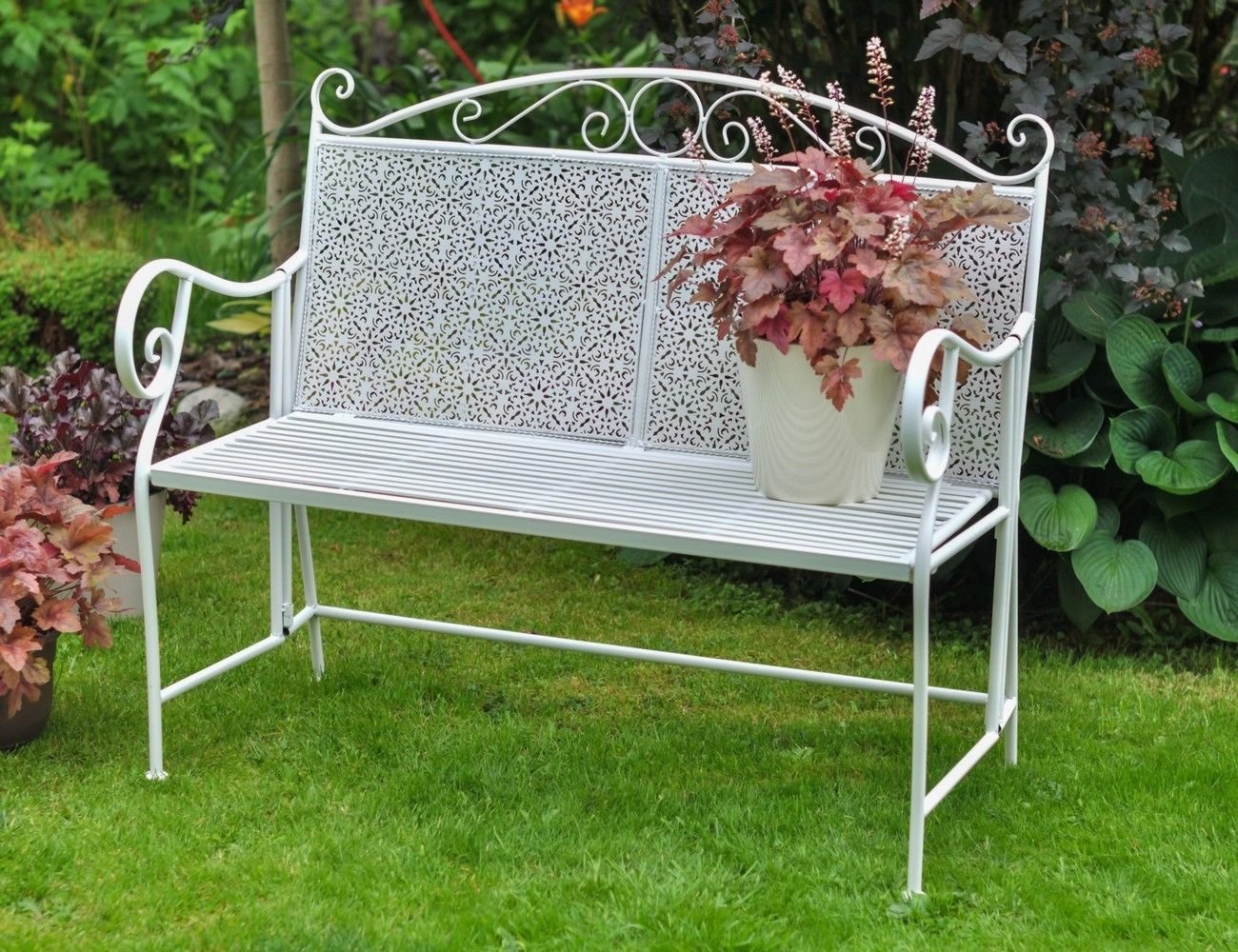 Кованая садовая скамейка ЛИЛЛИ, белая, 105х55х95 см, Boltze