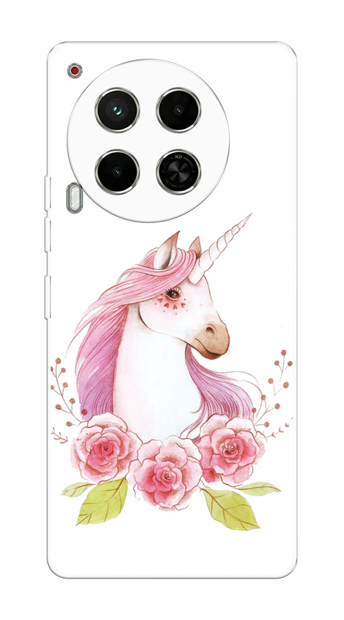 

Чехол на Tecno Camon 30 5G "Единорог цветы", Белый;розовый;серый, 305550-1