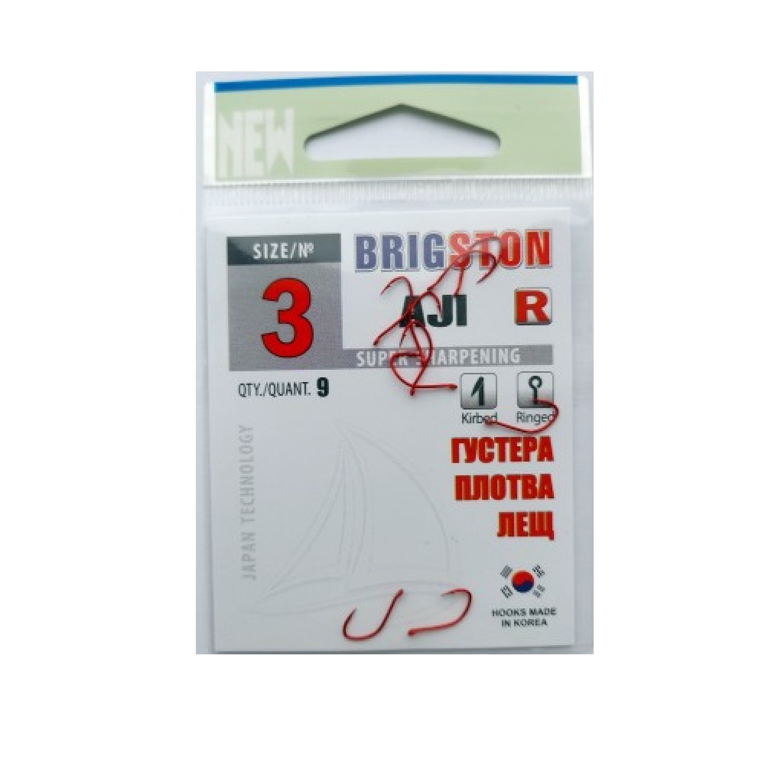 

Крючок одинарный BRIGSTON "AJI - RED" №3 упаковка 9 шт.