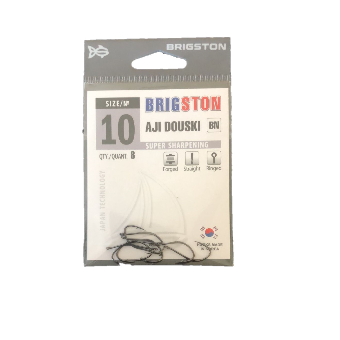 

Крючок одинарный BRIGSTON "AJI DOUSKI - RING BN" №10 упаковка 8 шт.