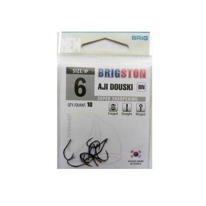 

Крючок одинарный BRIGSTON "AJI DOUSKI - RING BN" №6 упаковка 10 шт.