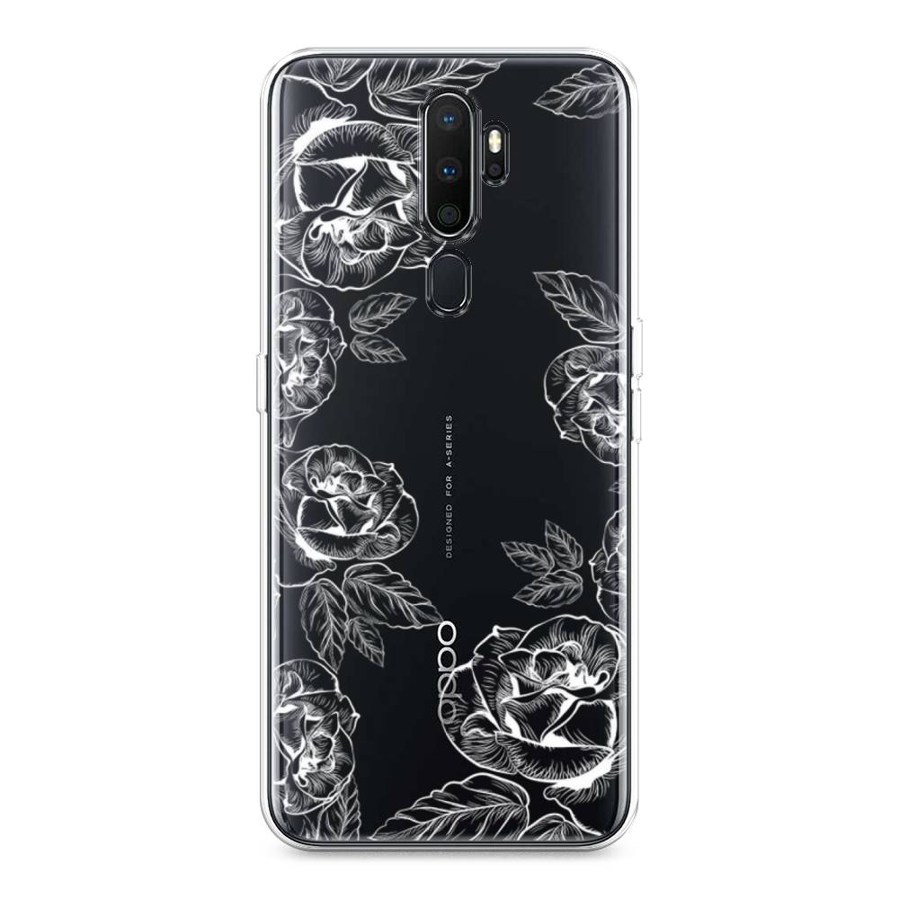 

Чехол на Oppo A5 "Розы графика", Черный;серый, 251950-2