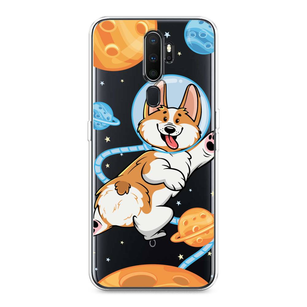 

Чехол на Oppo A5 "Корги-космонавт", Голубой;бежевый;белый, 251950-1