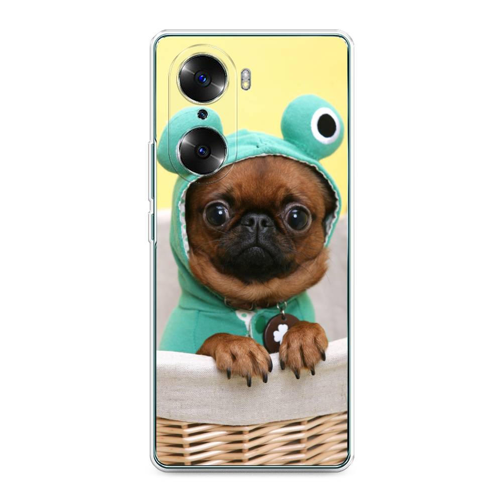 

Чехол на Honor 60 "Собачка в шапке лягушки", Коричневый;желтый;голубой, 6106650-1