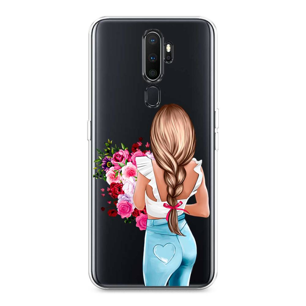 

Чехол на Oppo A5 "Девушка с цветами", Коричневый;розовый;голубой, 251950-6