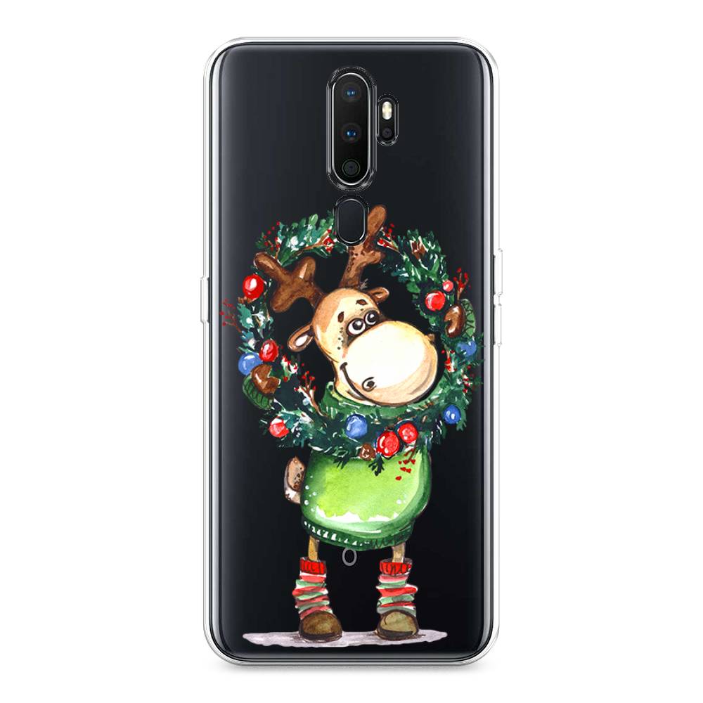 

Чехол на Oppo A5 "Олень с новогодним венком", 251950-4