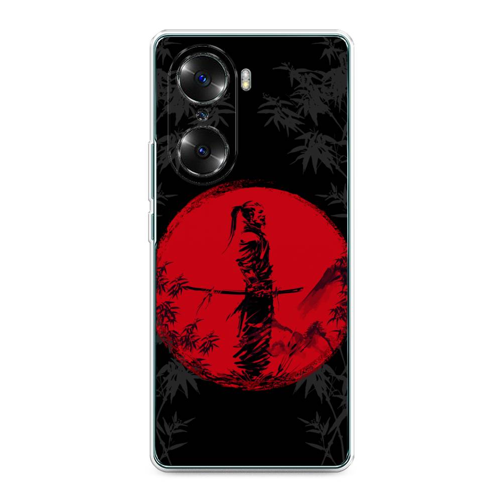 

Чехол на Honor 60 "Самурай на красном фоне", Черный;красный;серый, 6106650-4