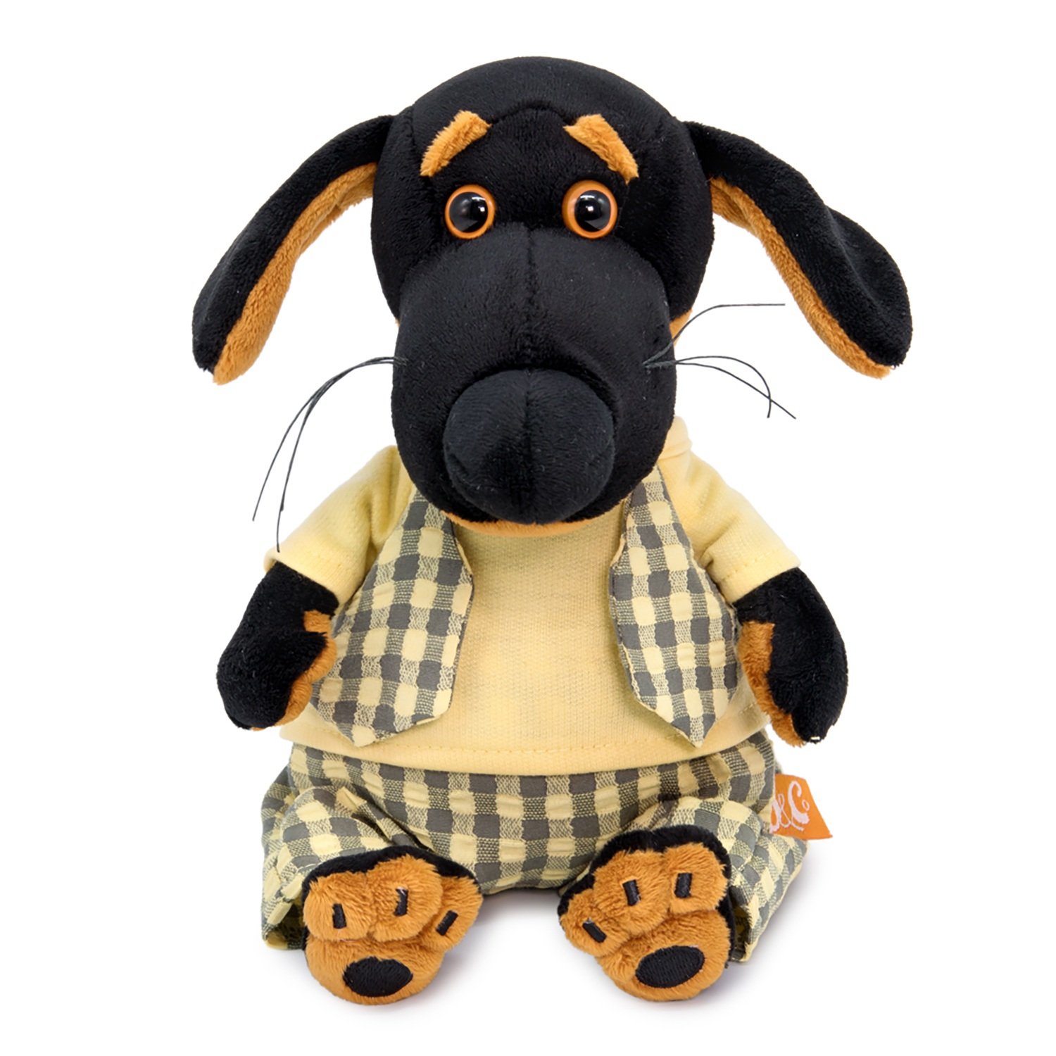 

Мягкая игрушка Basik&Ko Пес Ваксон Baby в костюмчике, 19 см VB-028, Черный