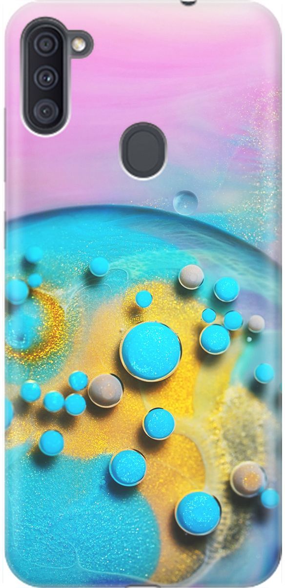 

Силиконовый чехол на Samsung Galaxy A11/M11 "Цветные капли", Голубой;оранжевый, 1529