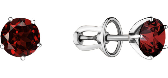 

Серьги-пусеты женские Aquamarine 4404003-S-a из серебра, гранат, 4404003-S-a