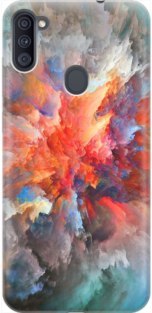 

Силиконовый чехол на Samsung Galaxy A11/M11 с принтом "Взрыв цвета", Оранжевый;серый, 1965