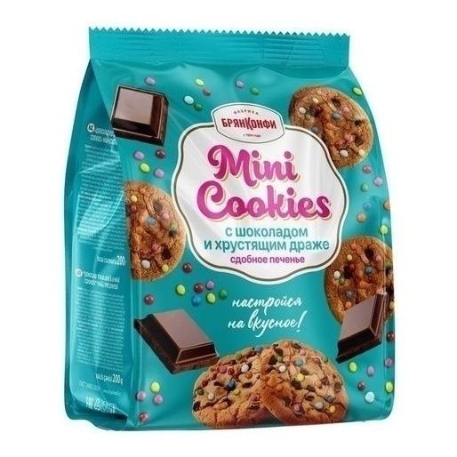 Печенье Брянконфи Mini Cookies сдобное шоколад-драже 200 г