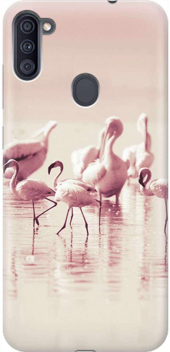 

Чехол на Samsung Galaxy A11/M11 с принтом "Розовые фламинго", Белый;розовый, 1965