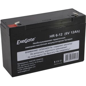 Аккумуляторная батарея ExeGate HR 6-12 (6V 12Ah, клеммы F1)