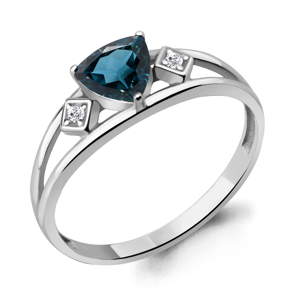 

Кольцо из серебра с топазом\фианитом Aquamarine Aquamarine 6954908А_925_р р. 18, 6954908А_925_р