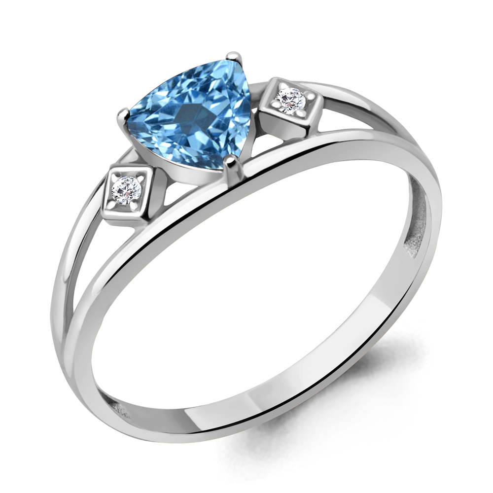 

Кольцо из серебра с топазом\фианитом Aquamarine Aquamarine 6954905А_925_р р. 17, 6954905А_925_р