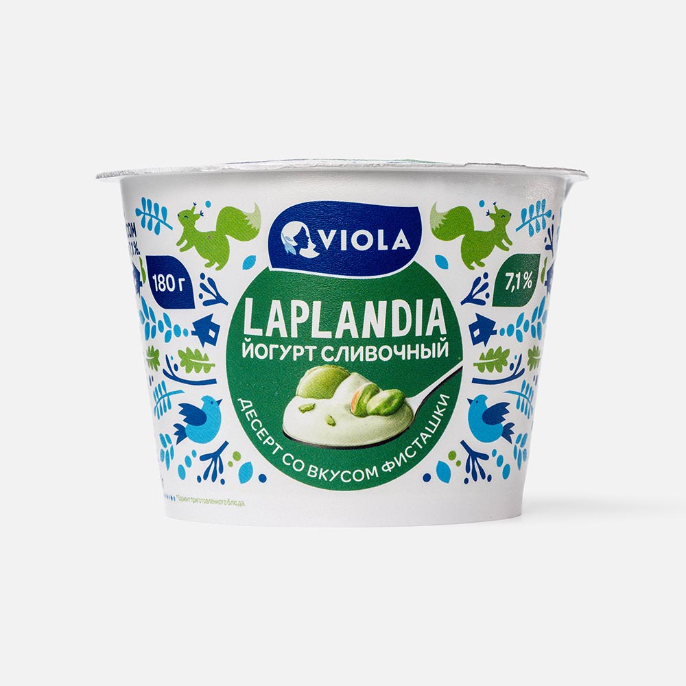 Йогурт Viola Laplandia, 7,1%, сливочный, десерт со вкусом фисташки, 190 г