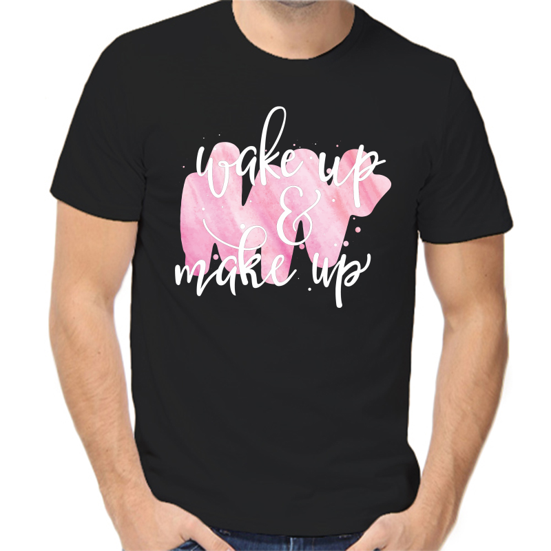 

Футболка мужская черная 48 р-р wake up make up, Черный, fm_wake_up_make_up