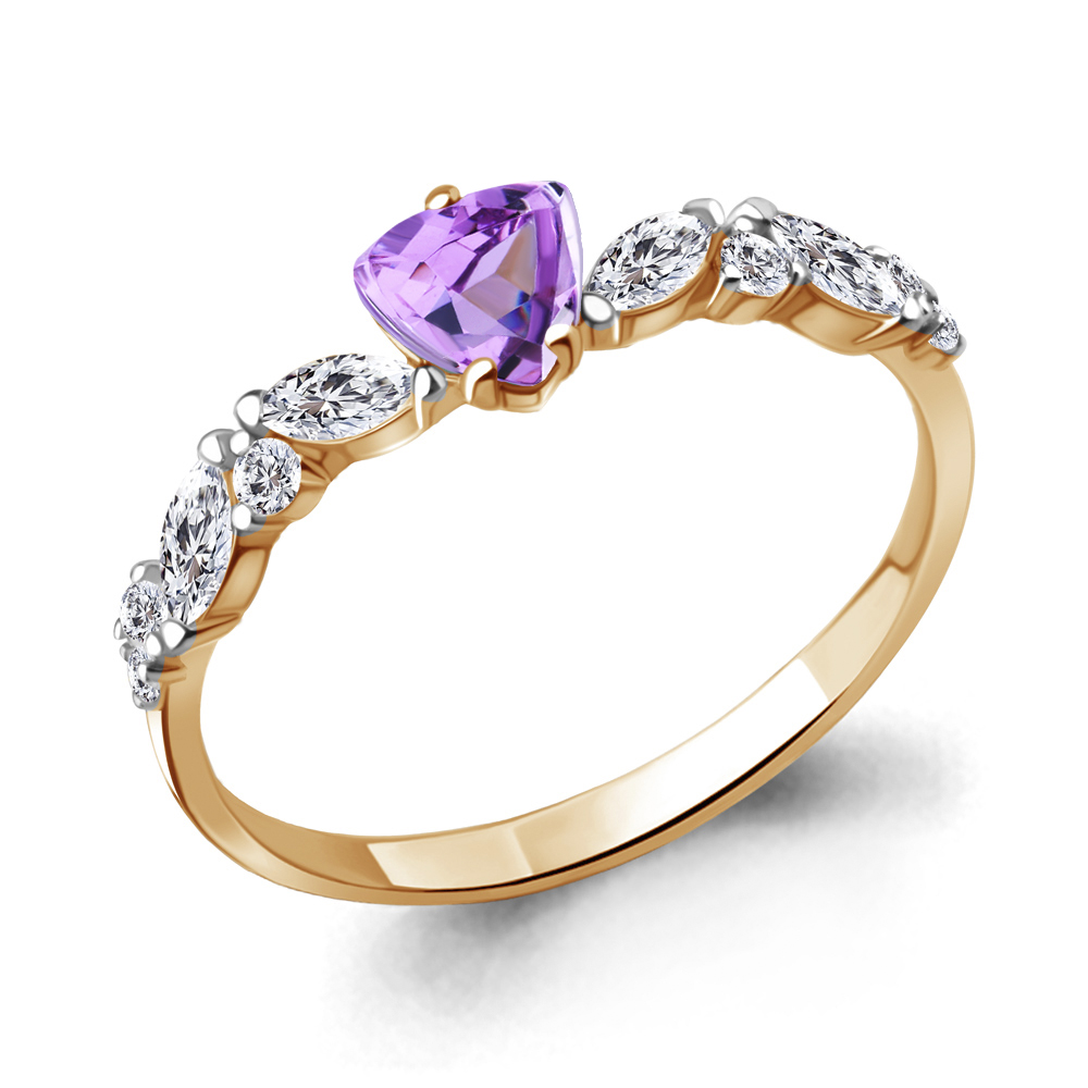 

Кольцо из серебра с аметистом\фианитом Aquamarine Aquamarine 6954704А_925_з р. 17,5, 6954704А_925_з
