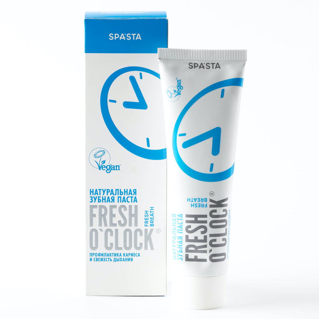 фото Натуральная зубная паста spasta fresh o'clock профилактика кариеса и свежесть дыхания 90мл