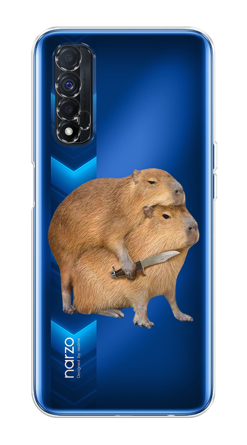 

Чехол на Oppo Realme 7 "Капибара с ножом", Бежевый, 254150-1