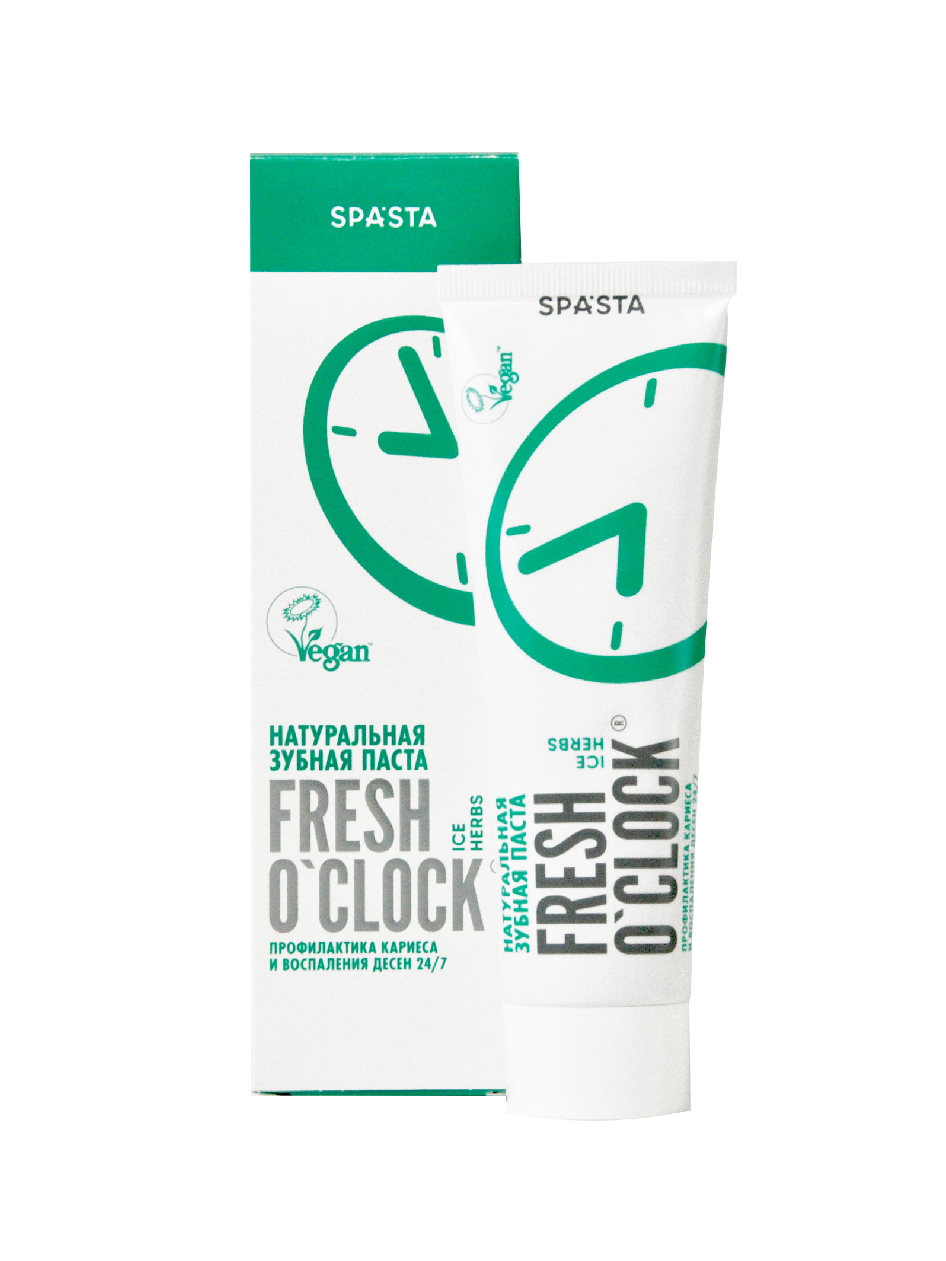 Зубная паста SPASTA FRESH O'CLOCK, профилактика кариеса и воспаления десен 24/7, 90 мл