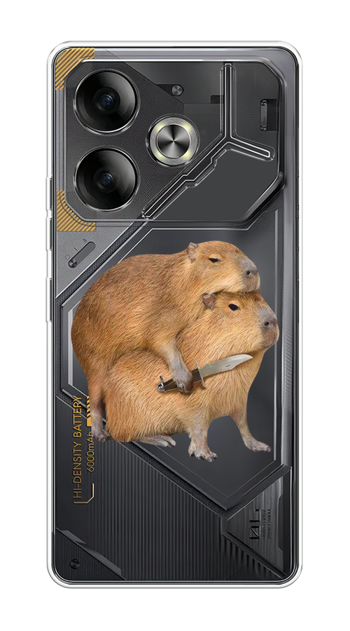 

Чехол на Tecno Pova 6 "Капибара с ножом", Бежевый, 305350-1
