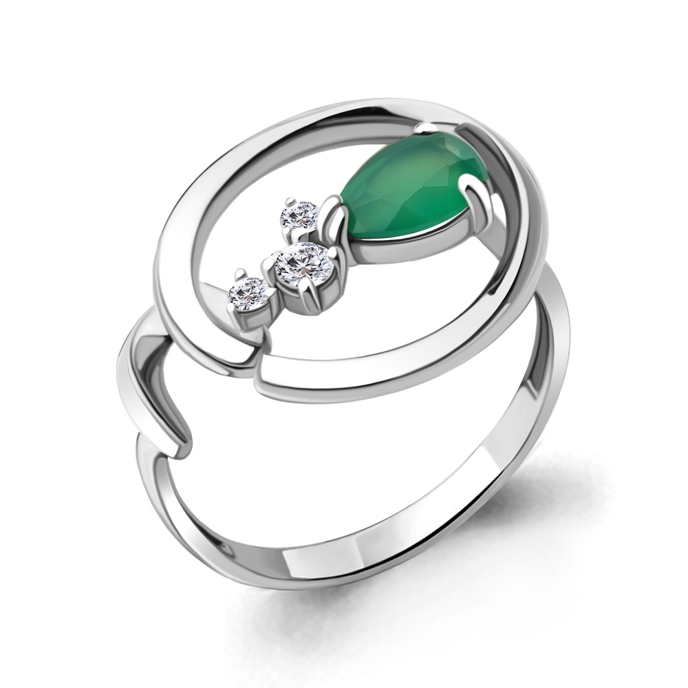 

Кольцо из серебра с агатом\фианитом Aquamarine Aquamarine 6954409А_925_р р. 18,5, 6954409А_925_р