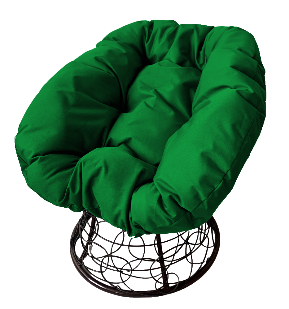 Кресло чёрное M-group Пончик ротанг 12320404 зелёная подушка