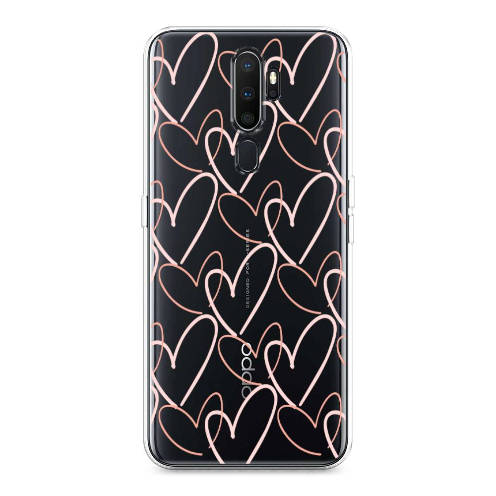 

Чехол на Oppo A5 "Узор из сердечек", Розовый;бежевый, 251950-6