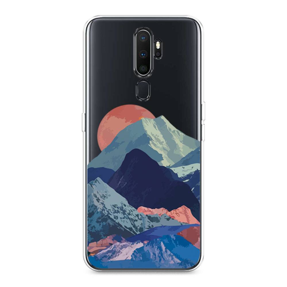 

Чехол на Oppo A5 "Закат в снежных горах", Красный;серый;голубой, 251950-2