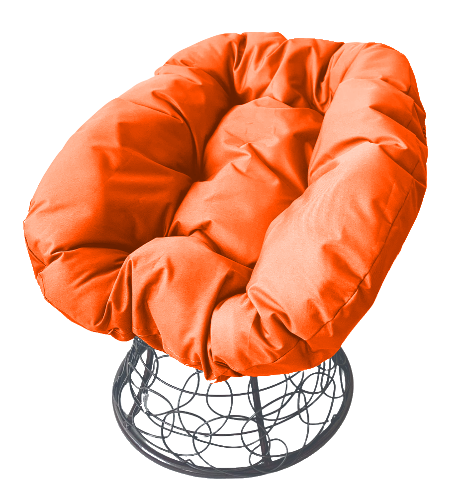 Кресло серое M-group Пончик ротанг 12320307 оранжевая подушка