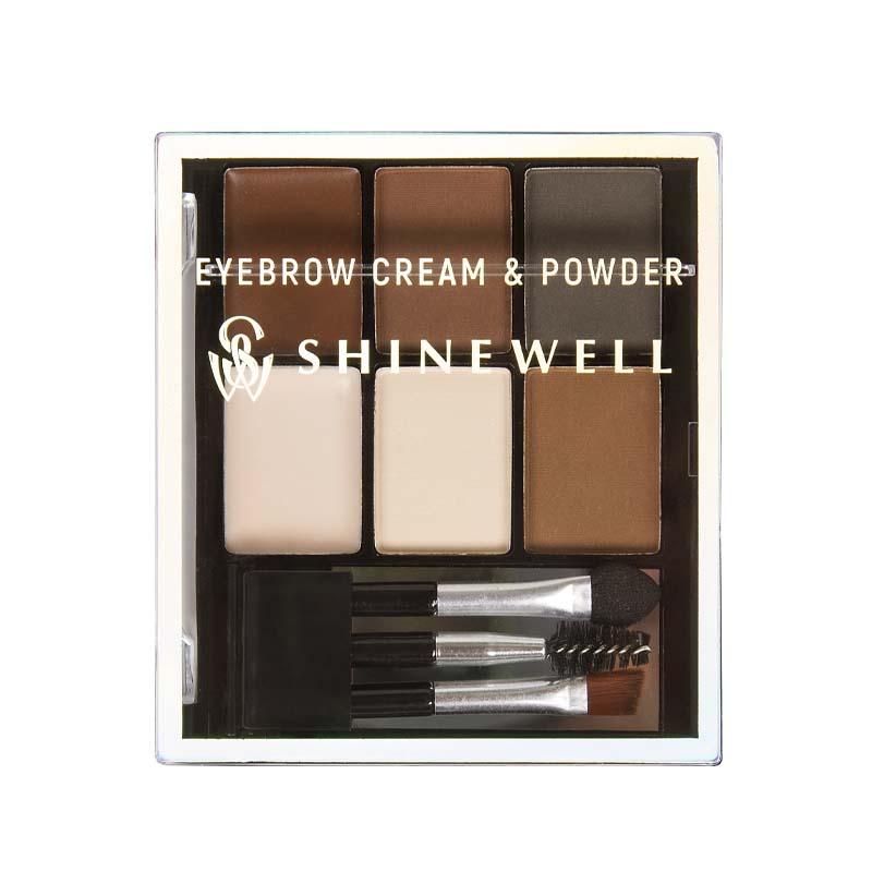 Набор для бровей Shinewell Eyebrow Cream & Powder т 02 тени для бровей powder pick bespecial truffle cream 10