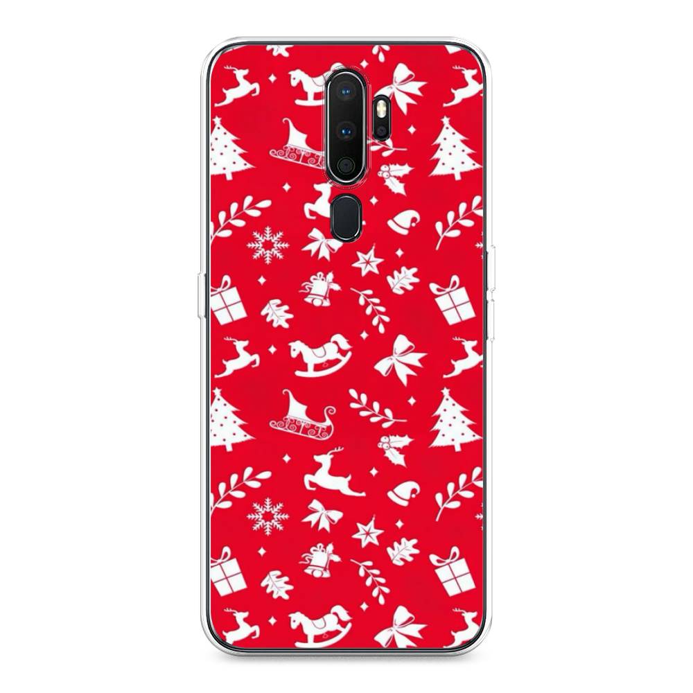 

Чехол на Oppo A5 "Красный новогодний фон", Красный;белый, 251950-5