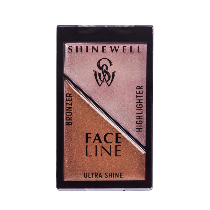 Набор для макияжа лица SHINEWELL Face Line Ultra Shine хайлайтер + бронзер тон 02 20 г