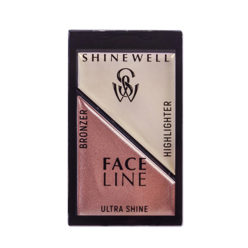 Набор для макияжа лица SHINEWELL Face Line Ultra Shine хайлайтер + бронзер тон 01 20 г